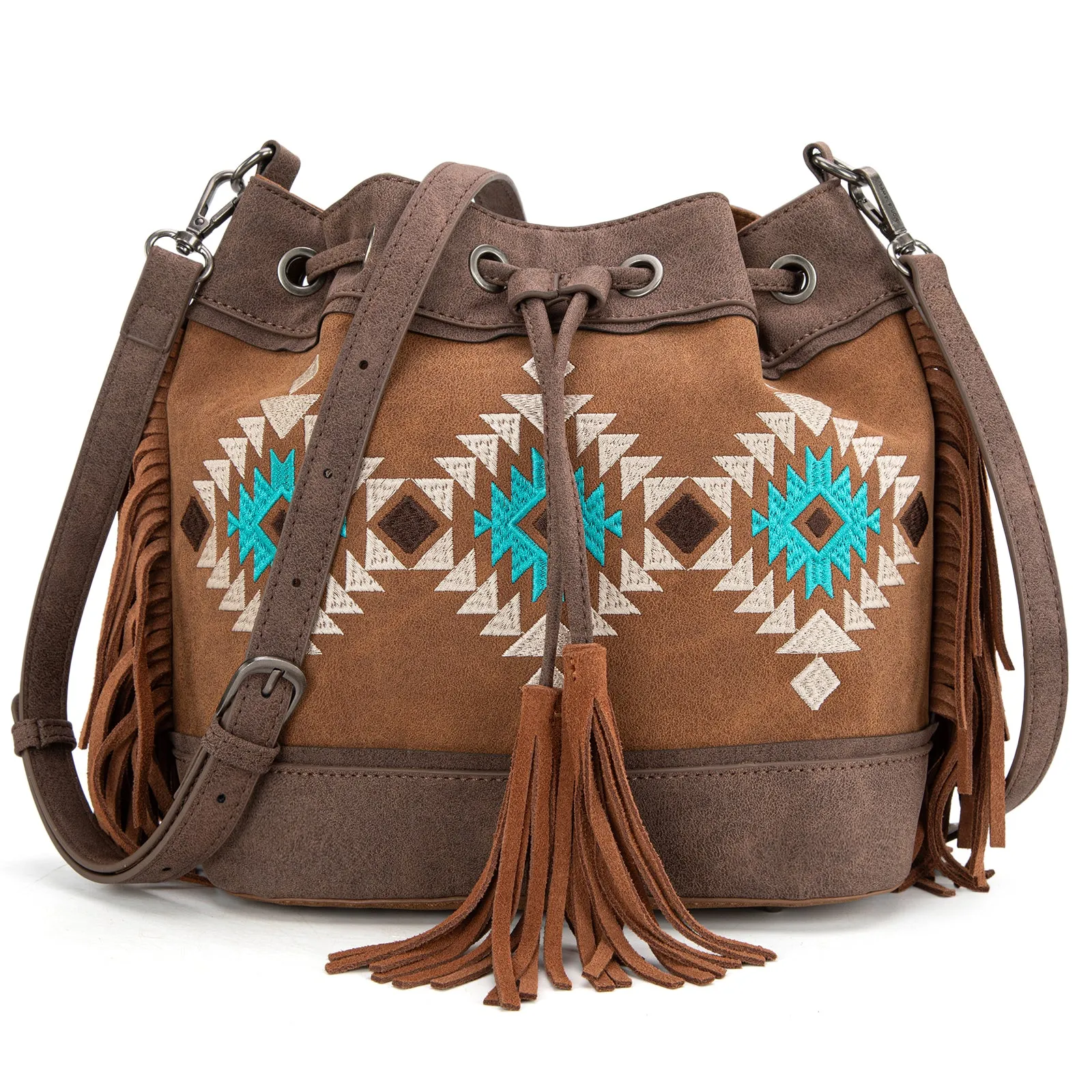 MW1312-8311  Montana West Embroidered Collection Drawstring Shoulder Bag/Crossbody