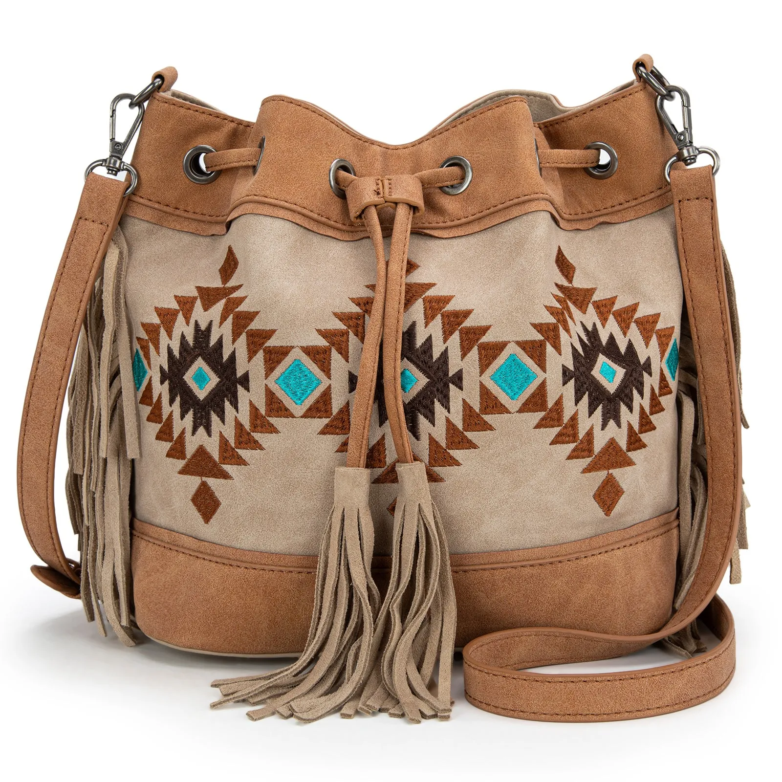 MW1312-8311  Montana West Embroidered Collection Drawstring Shoulder Bag/Crossbody