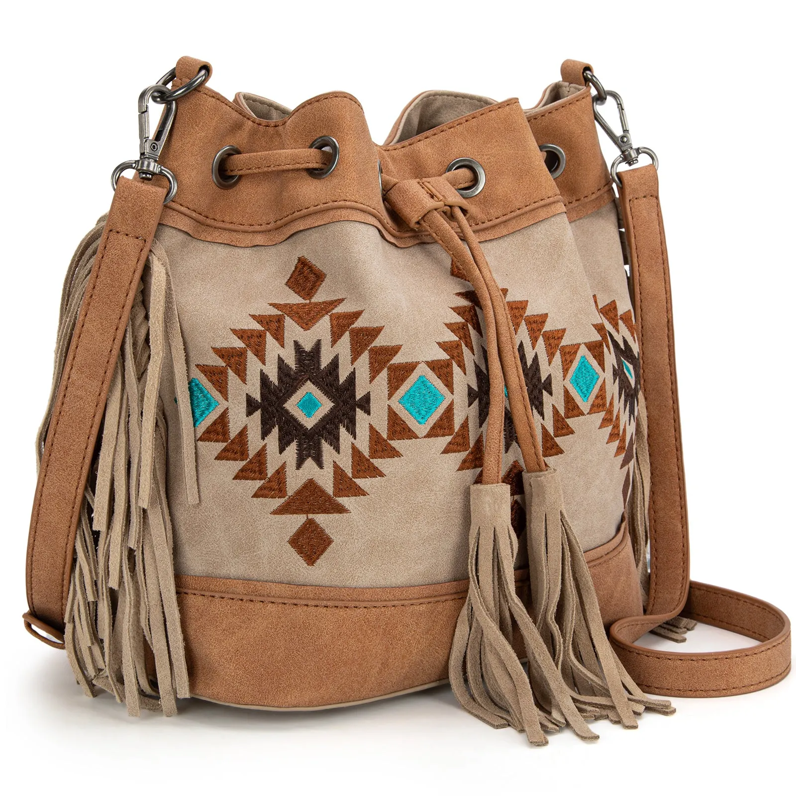 MW1312-8311  Montana West Embroidered Collection Drawstring Shoulder Bag/Crossbody