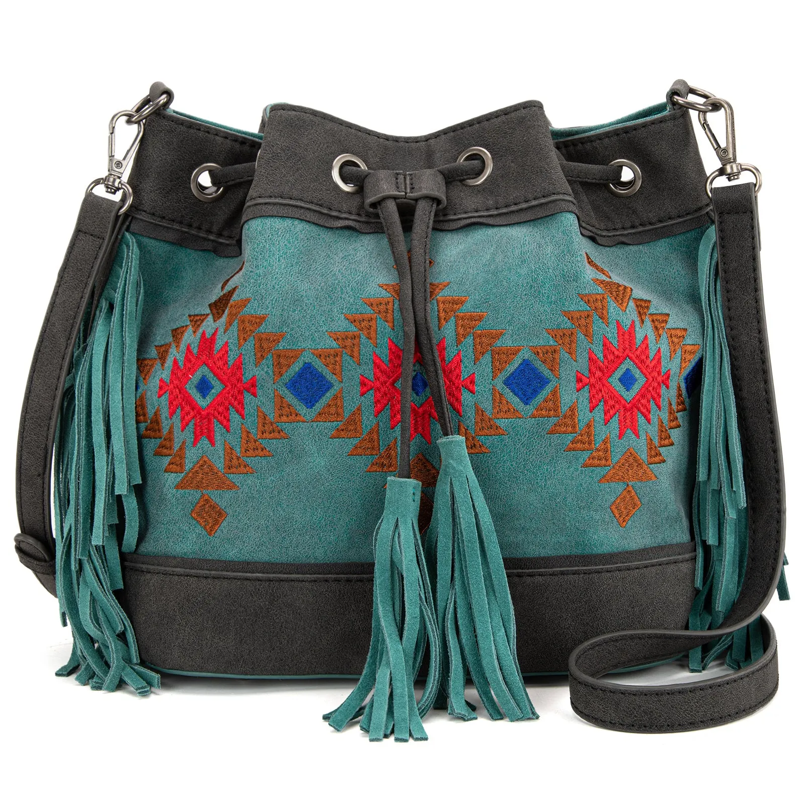 MW1312-8311  Montana West Embroidered Collection Drawstring Shoulder Bag/Crossbody