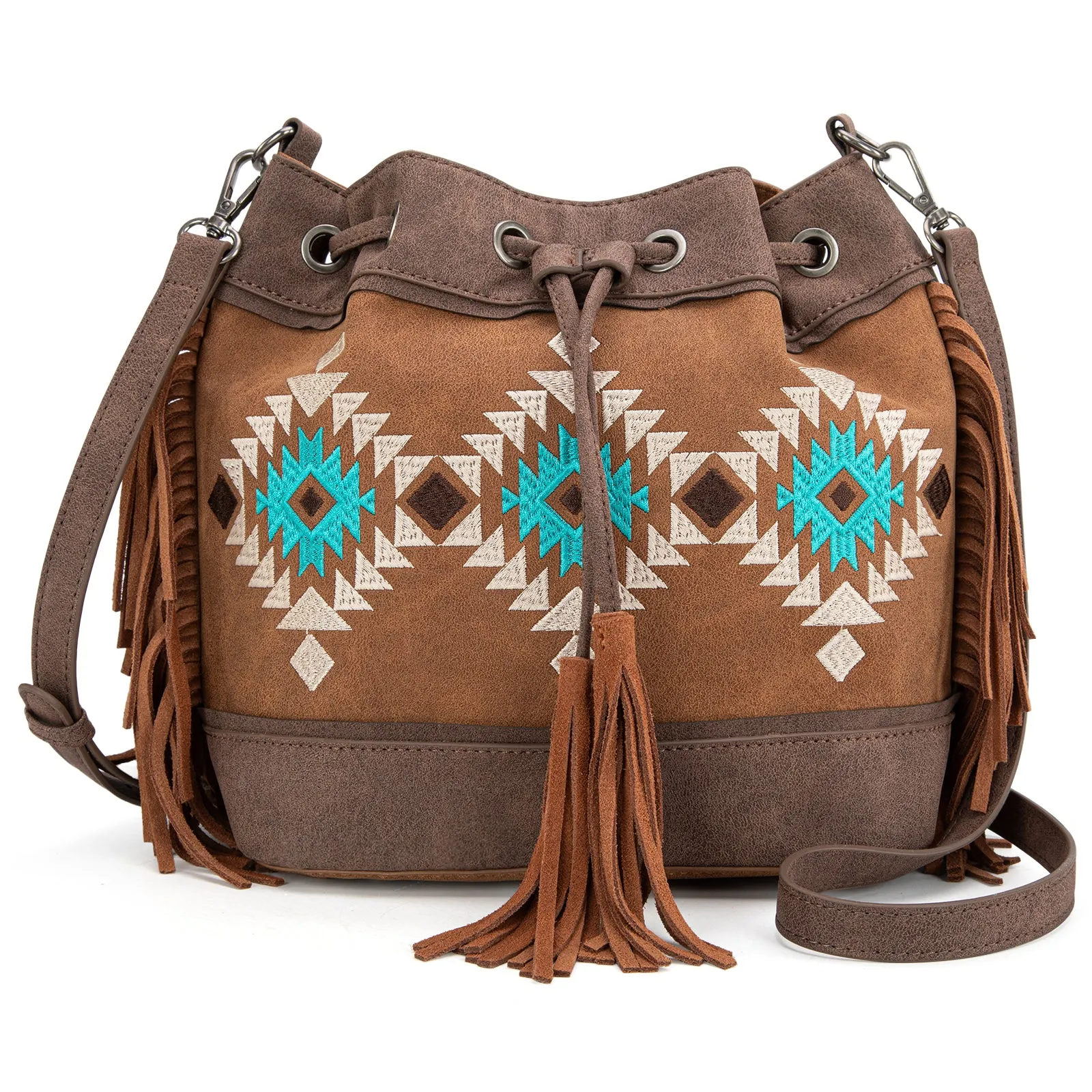 MW1312-8311  Montana West Embroidered Collection Drawstring Shoulder Bag/Crossbody