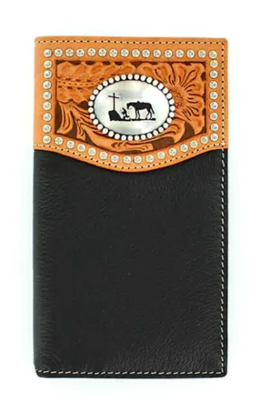 N5431401- Nocona Wallet - Rodeo Wallet/Checkbook Cover - Black & Tan Cross