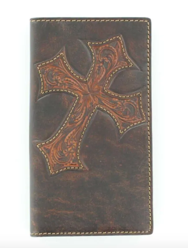 N5487044- Nocona Wallet - Rodeo Wallet/Checkbook Cover - Tooled Cross