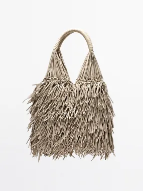 Nappa leather bag with fringe detail