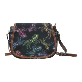 Neon Floral Horses Saddle Bag/Large