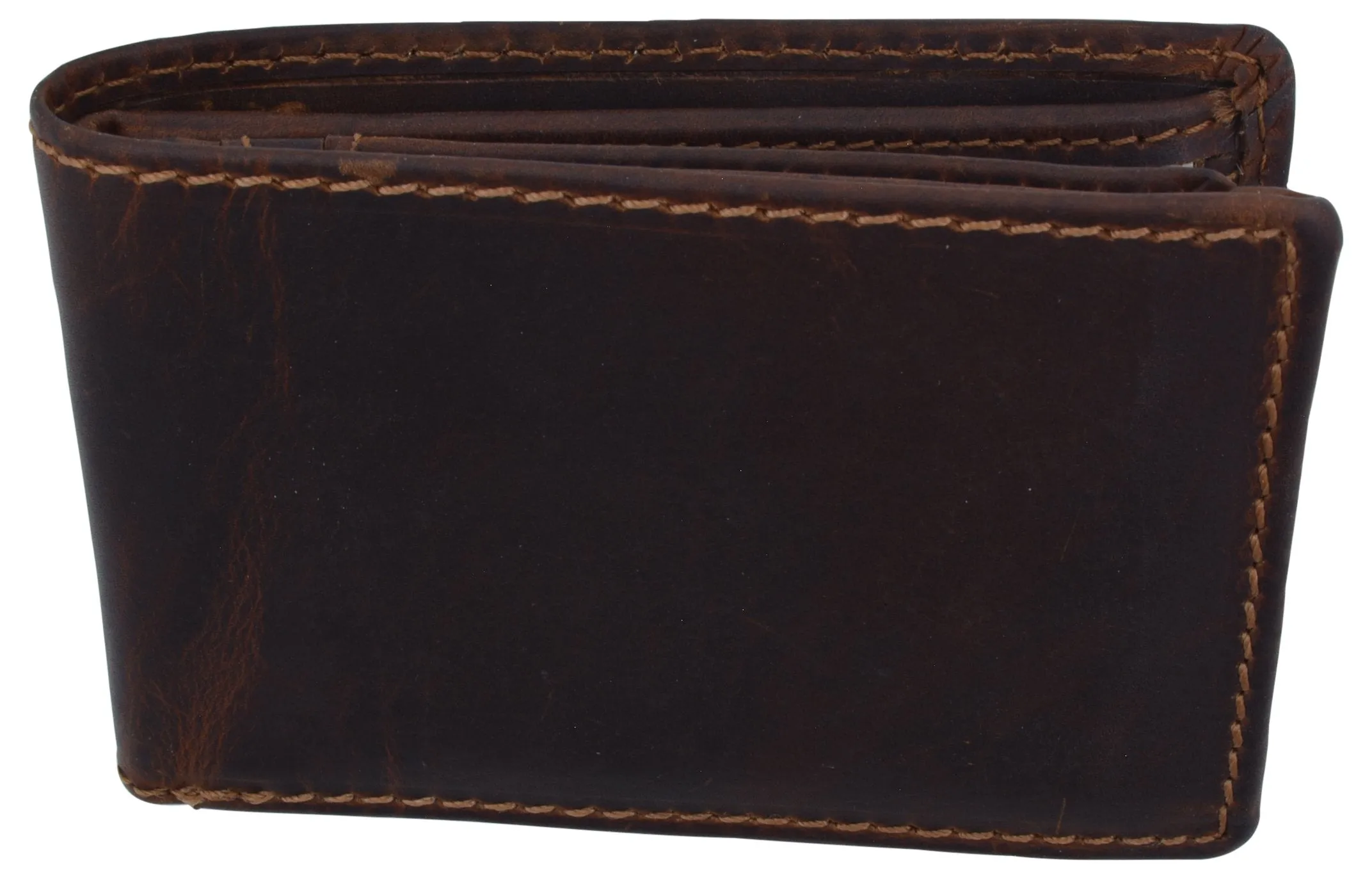 New Cazoro RFID Premium Vintage Leather Small Slim Mens Bifold Wallet with Coin Pouch 618105RHU