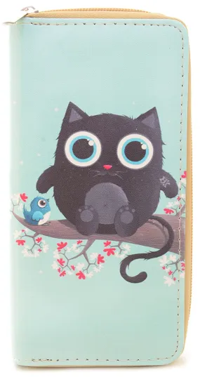 Owls Colorful Cute Bi-Fold Vegan Leather Wallet