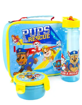 PAW Patrol Rescue Pups Childrens 3 Piece Lunch Bag, Bottle & Snackpot Set