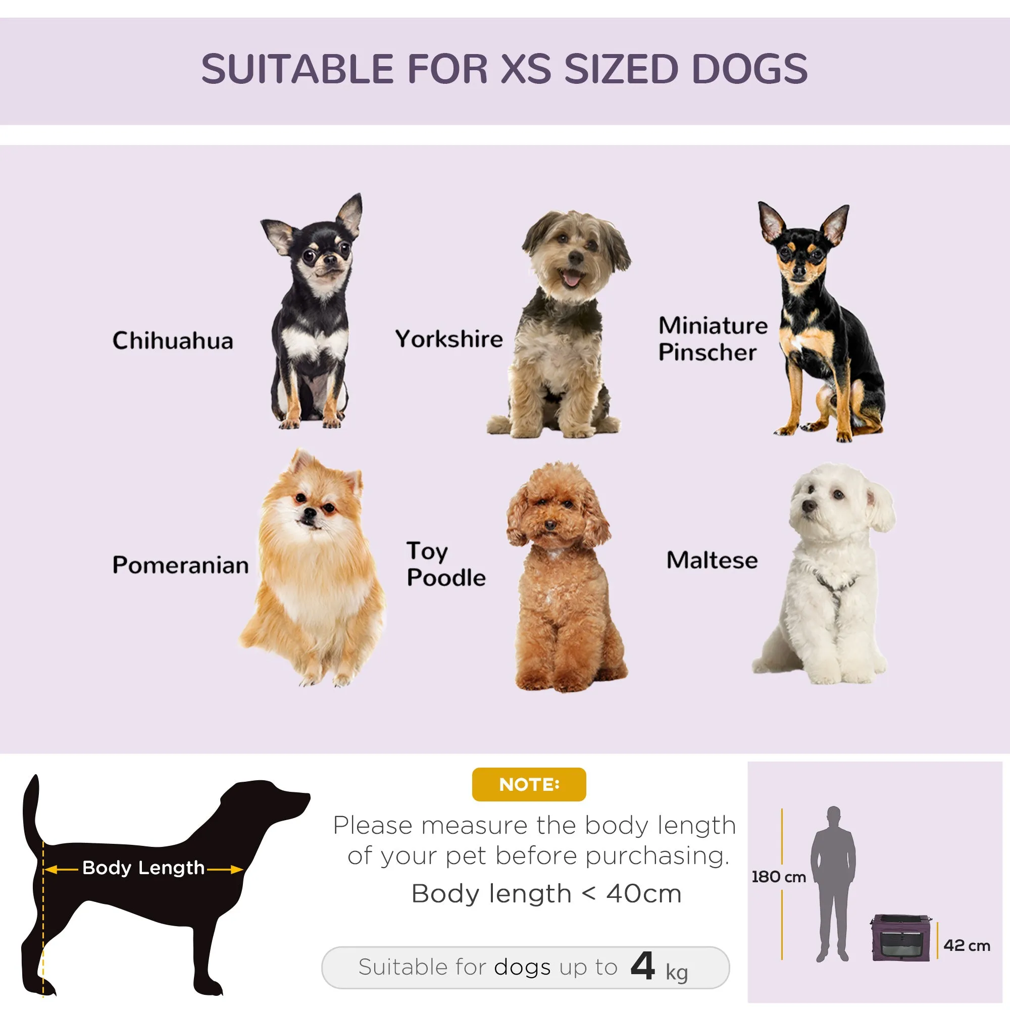 PawHut 60cm Soft Side Pet Carrier w/ Cushion, for Miniature Dogs - Purple