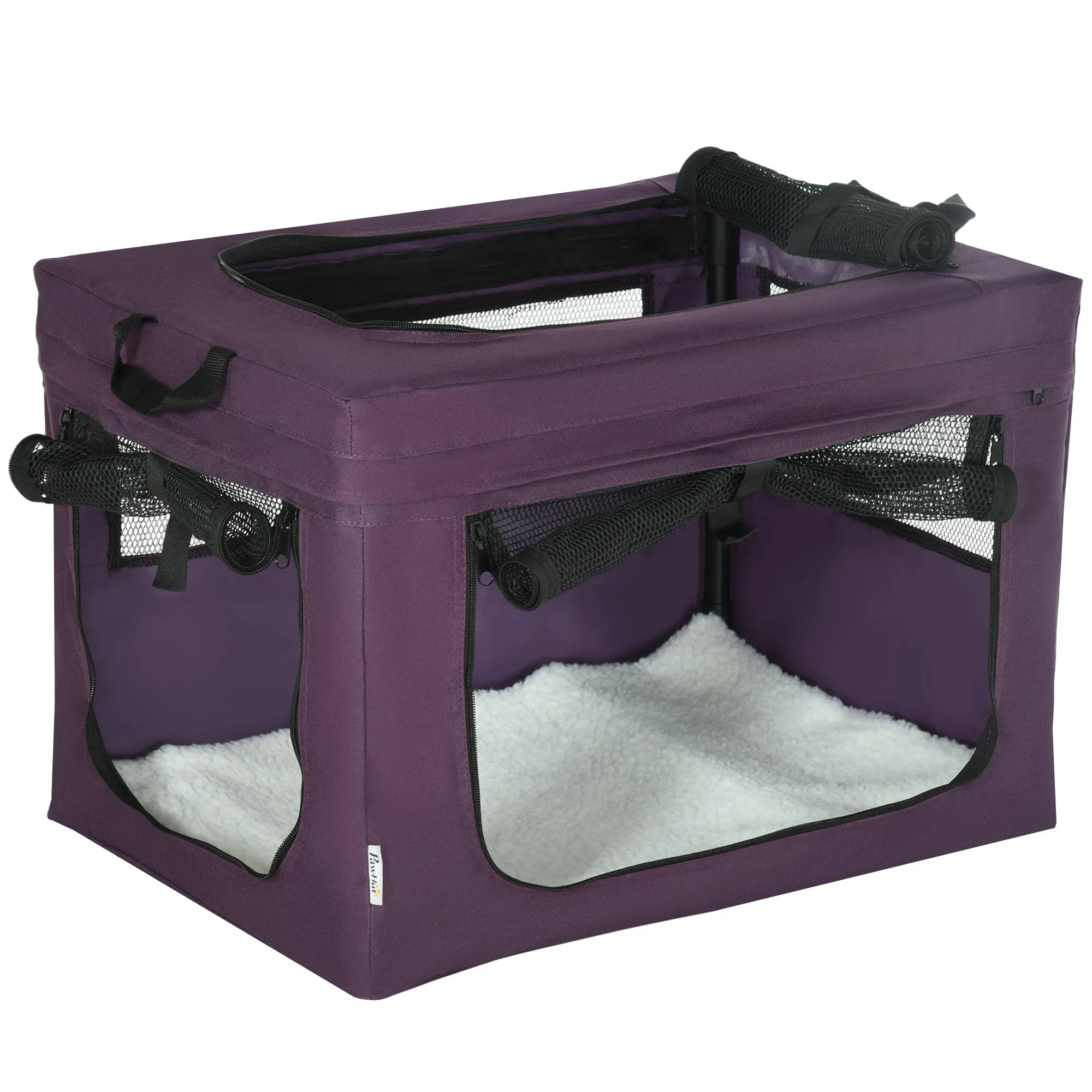 PawHut 60cm Soft Side Pet Carrier w/ Cushion, for Miniature Dogs - Purple