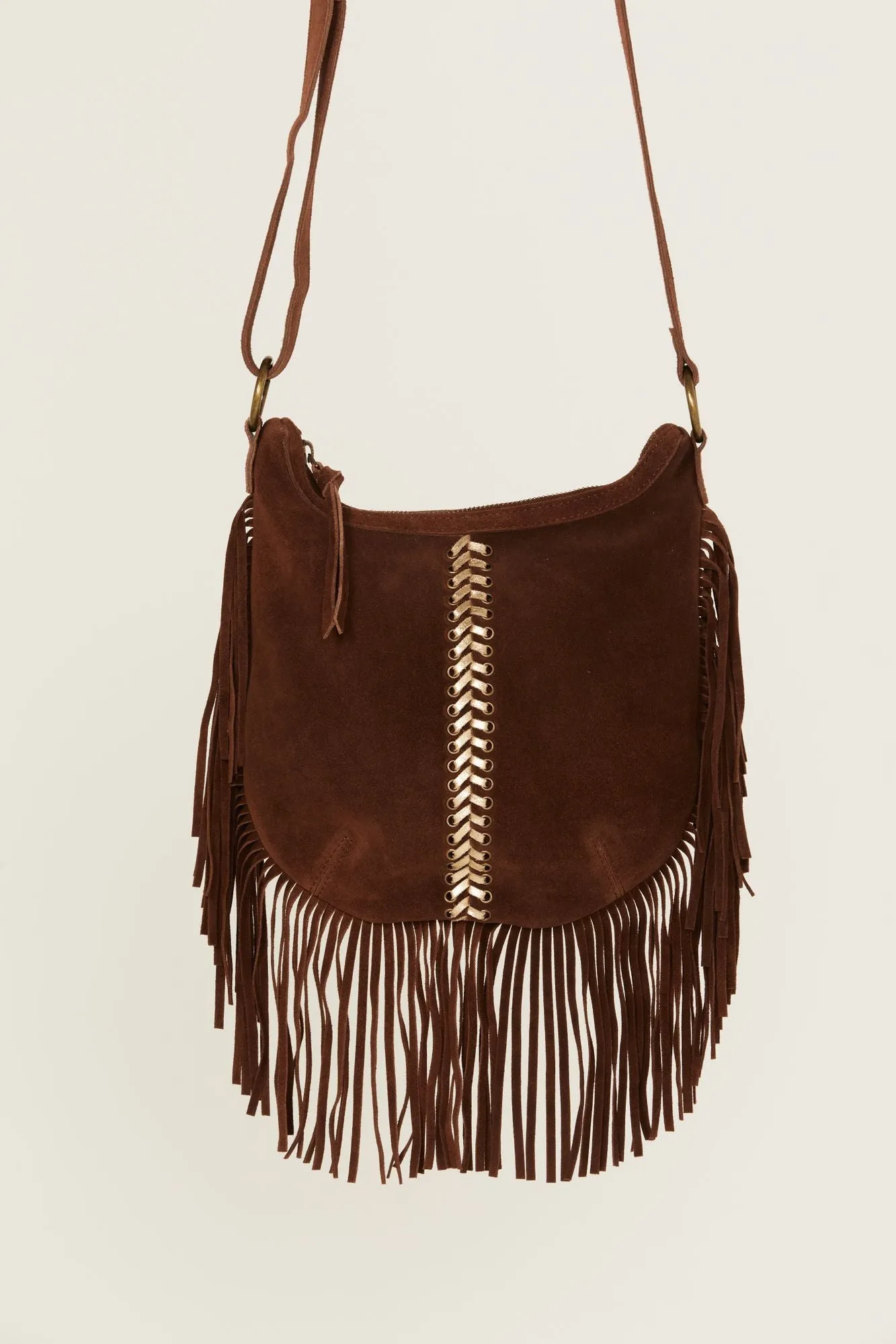 Perlita Suede Fringe Crossbody Bag