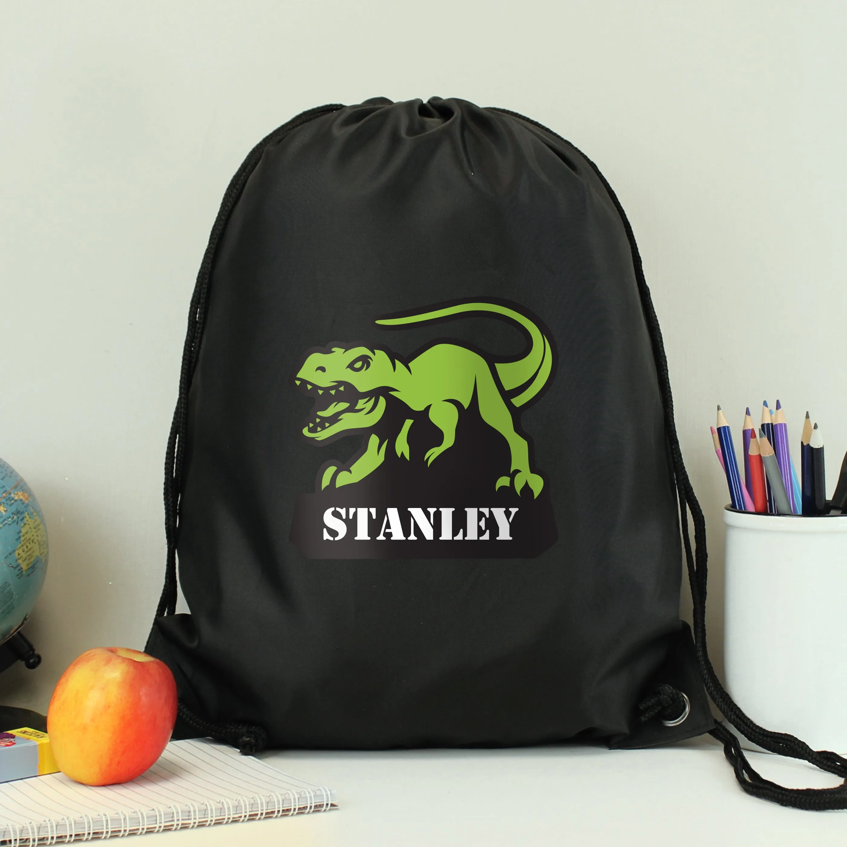 Personalised Dinosaur Black Kit Bag