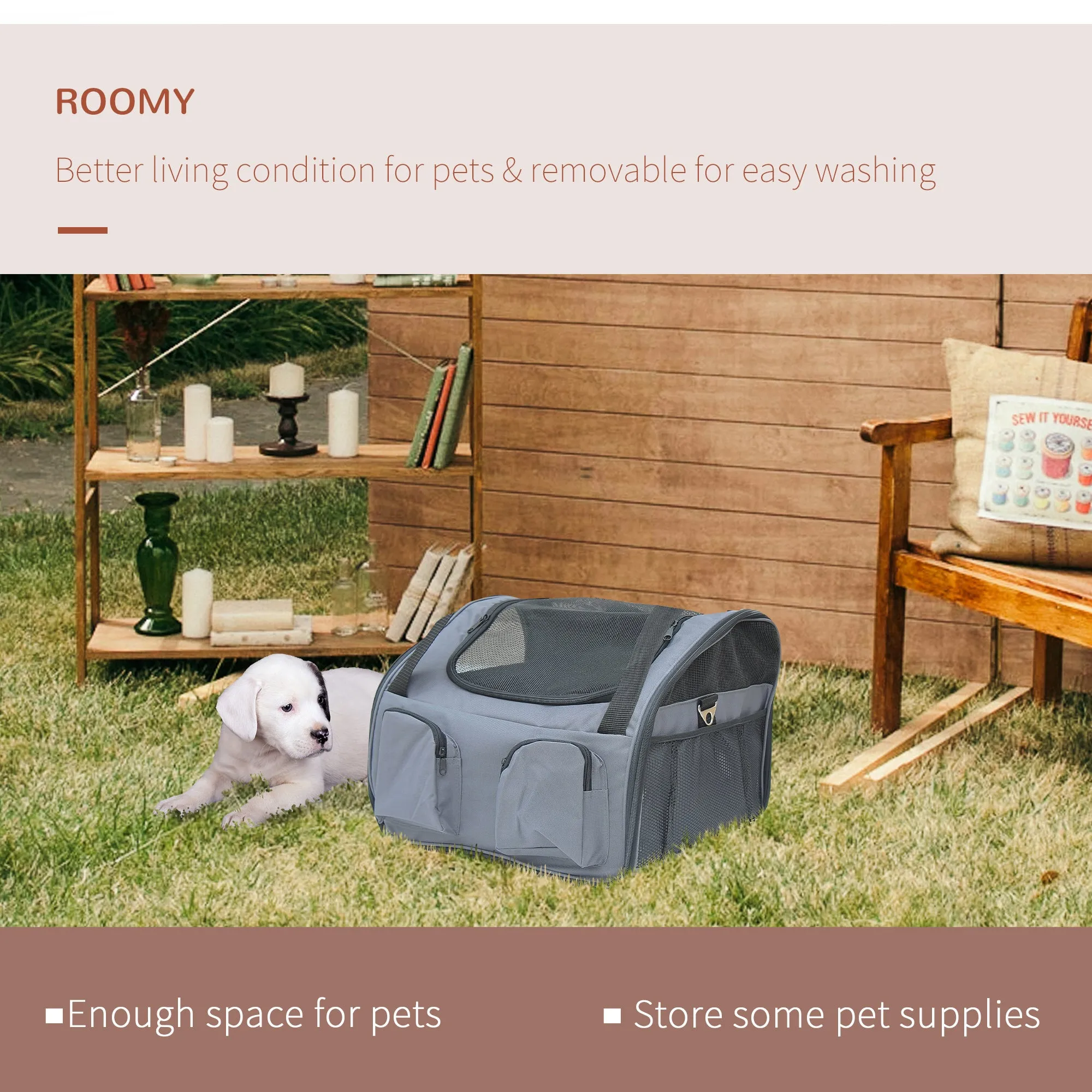 Pet Carrier Folding Bag Car Seat Cat Dog Puppy Kennel Portable Travel Cage Tote Case Mesh Holder House Grey