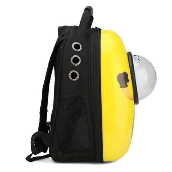 PetGains PGGN Space Pet Backpack: Pet Transport Travel Astronaut Carrier Bag with Multiple Air Vents (Yellow Minion Print)