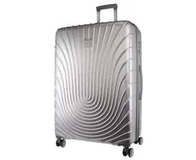 Pierre Cardin Hard Shell 4 Wheel Suitcase - Medium - Silver - Expandable - Lightweight