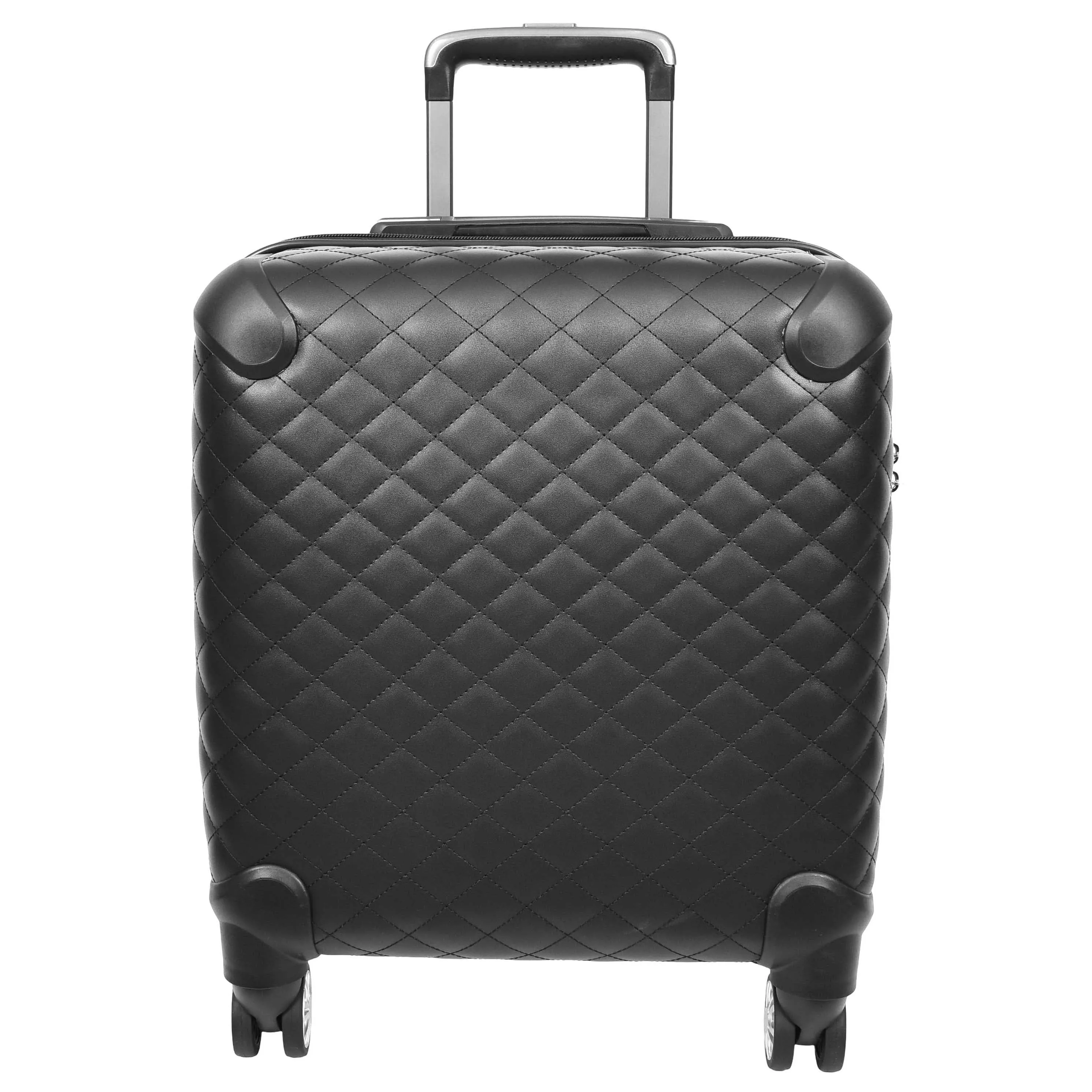 Pilot Case Diamond Quilted Faux Leather 8 Wheel Cabin Travel Bag Airborne Black