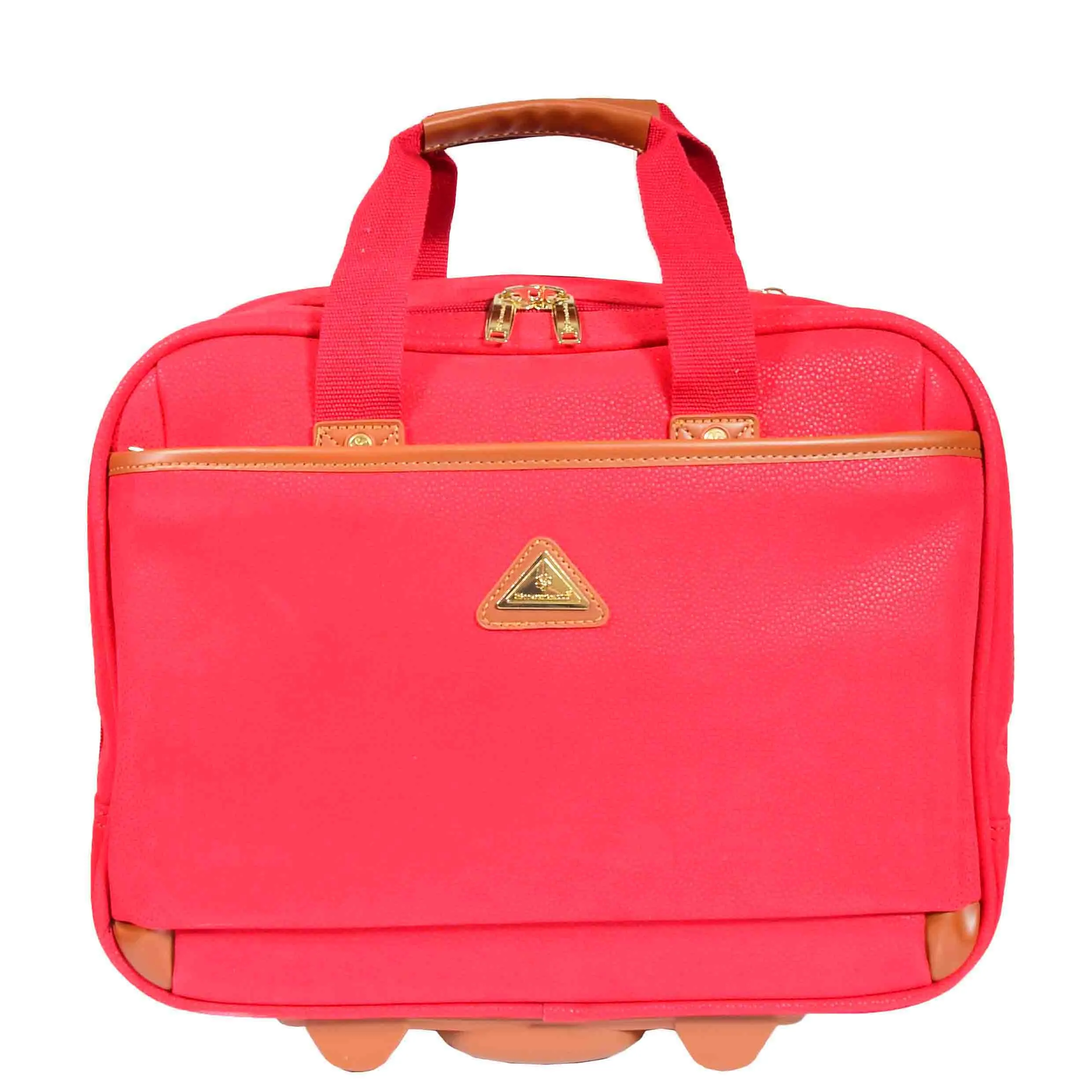 Pilot Case with Wheels Faux Suede Briefcase Style CADIZ Red