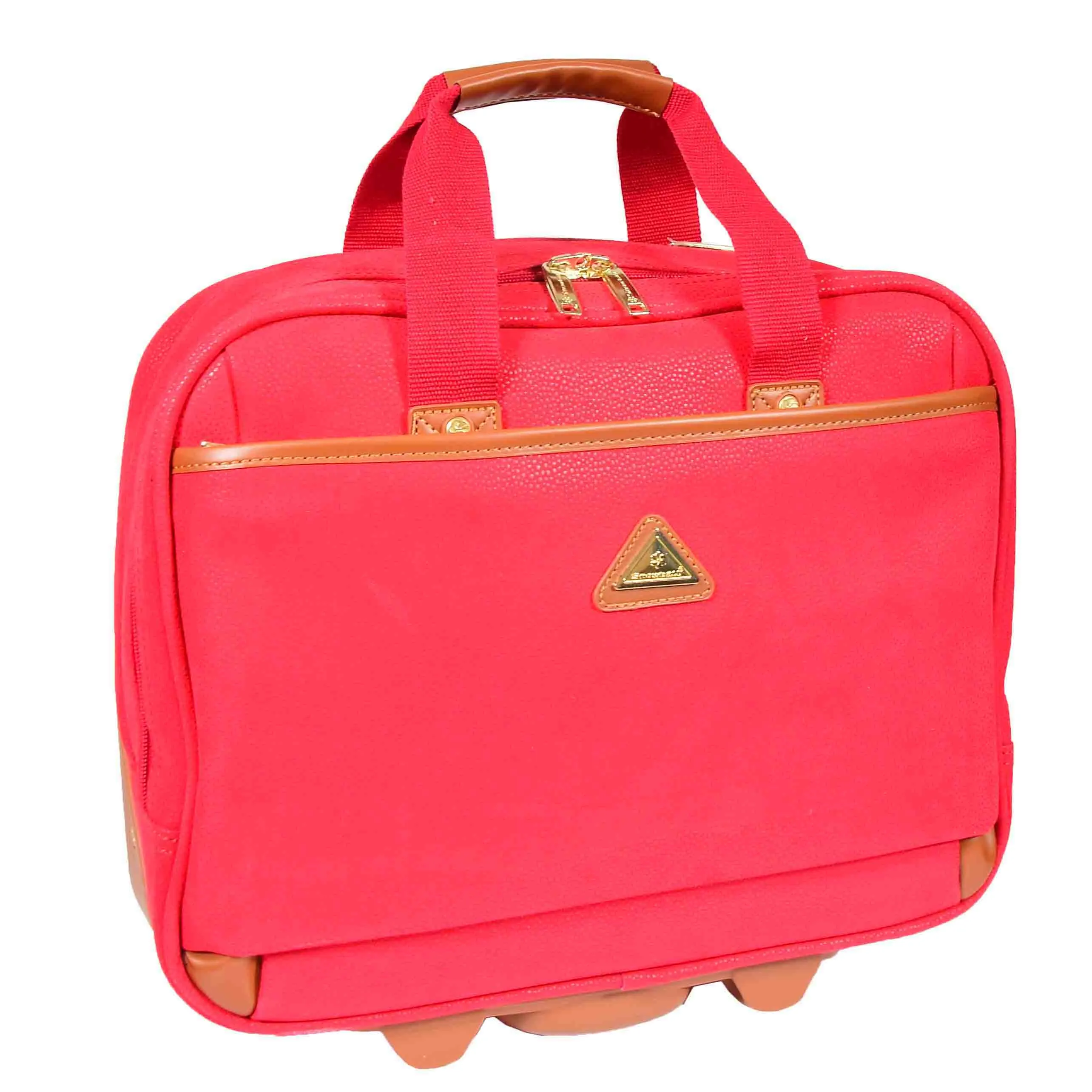 Pilot Case with Wheels Faux Suede Briefcase Style CADIZ Red