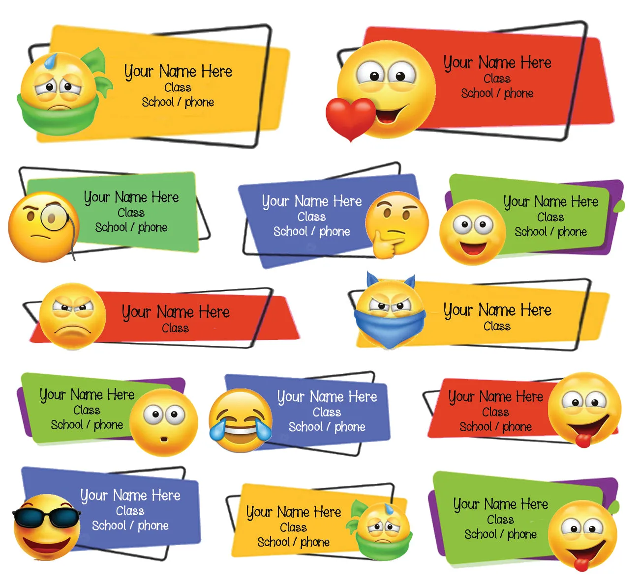 ""Emoji's" School labels packs