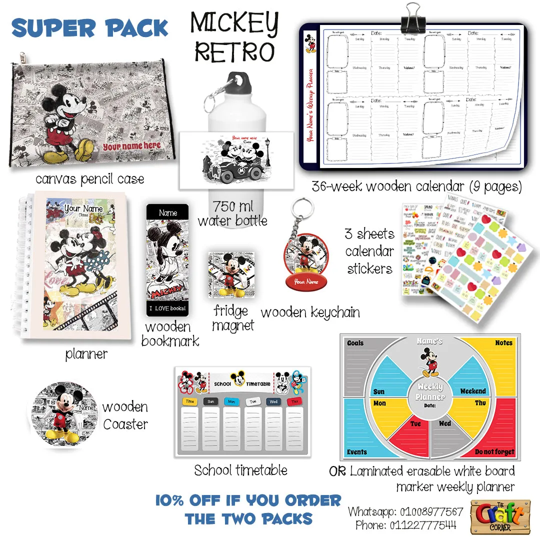 ""Mickey Retro" School labels packs