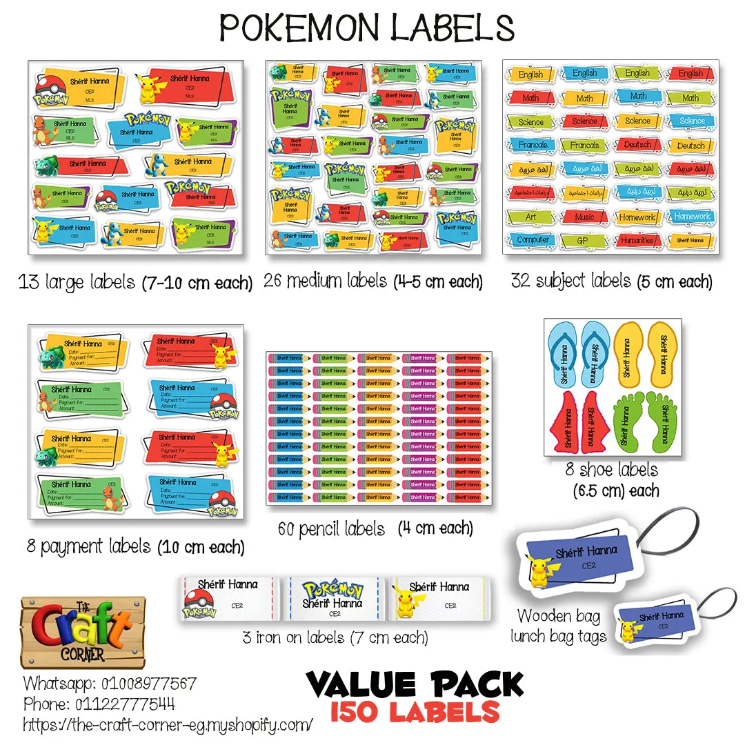 ""Pokemon" School labels packs