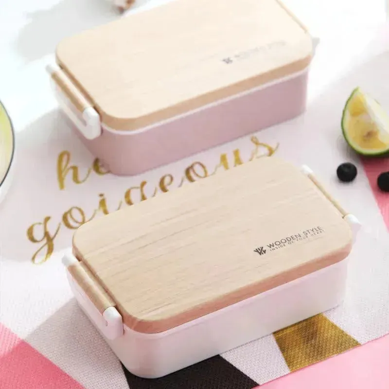 Rectangular wooden lunch box student lunch box