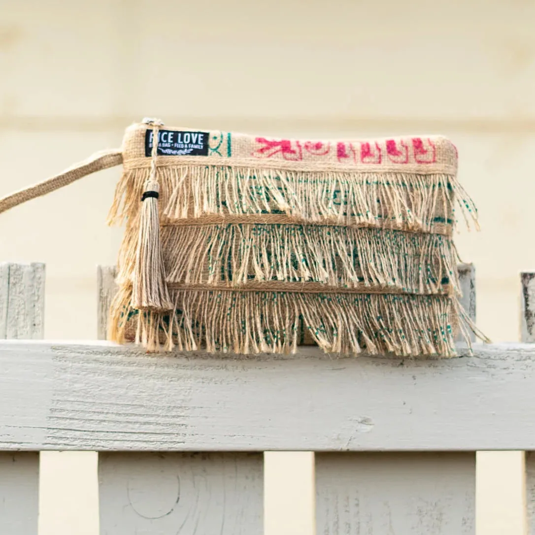 Recycled Fringe Clutch