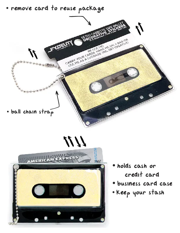 Retro Cassette Tape | Deco Sticker Tag | DUSTER Gold