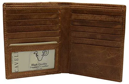 RFID Blocking Mens Leather Slim Bi-Fold Big Hipster European Wallet USA Series Gift Box RFID2502HU