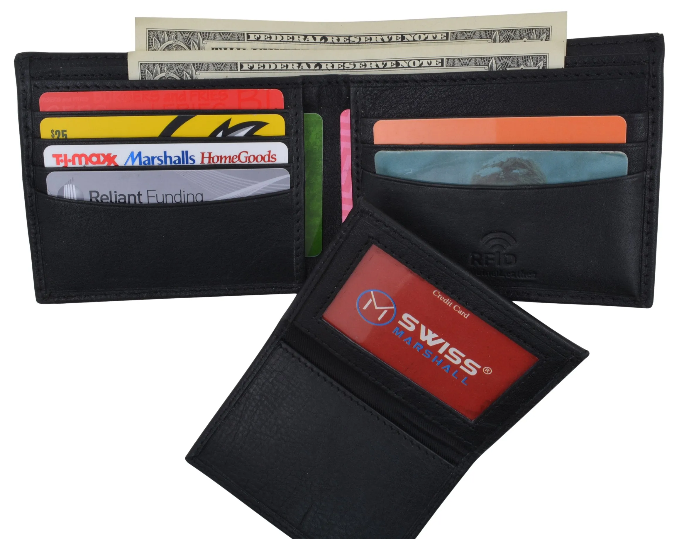 RFID Blocking Mens Premium Leather Credit Card Bifold Wallet W/ Removable ID Holder RFID522533