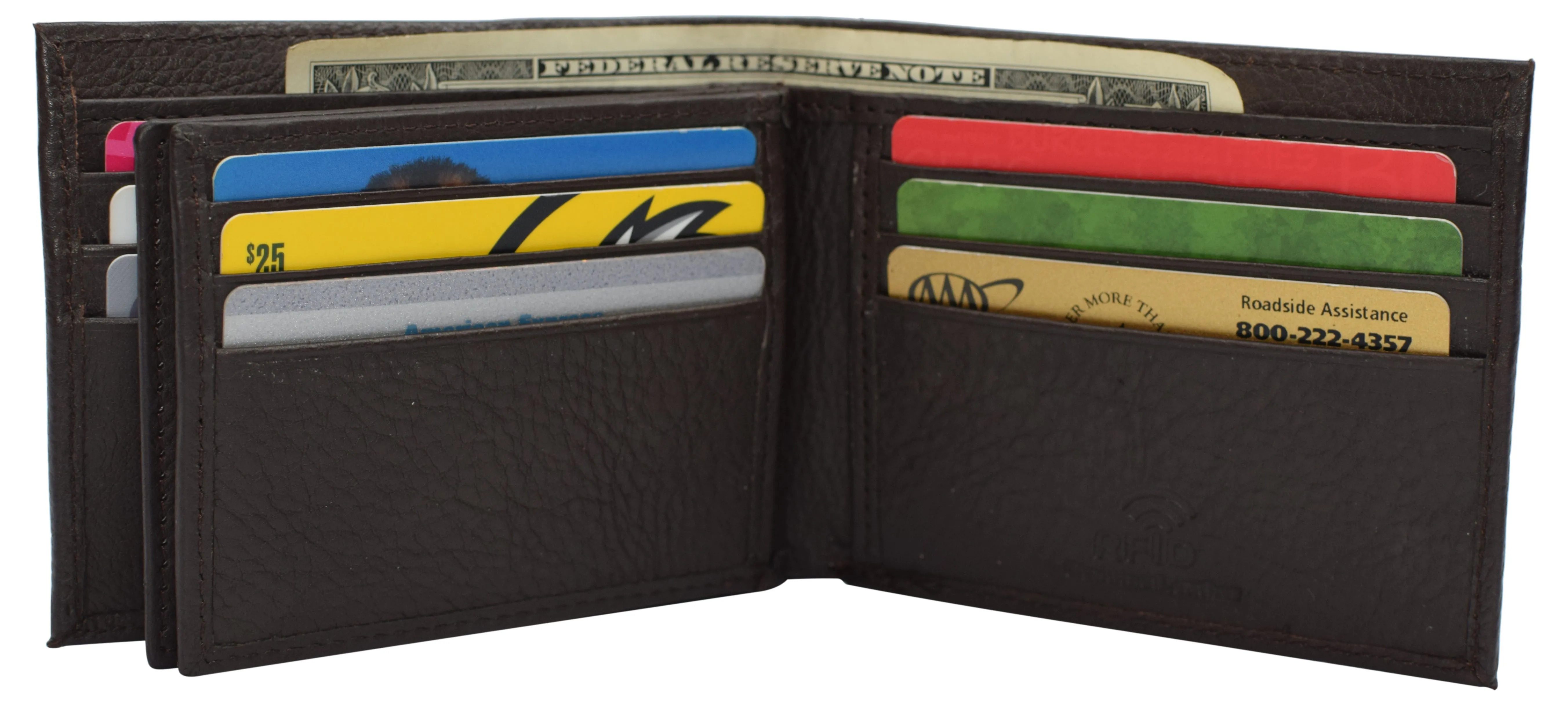 RFID Blocking Premium  Leather Black Men's Multi Card ID Holder Bifold Wallet with Gift Box RFID521852