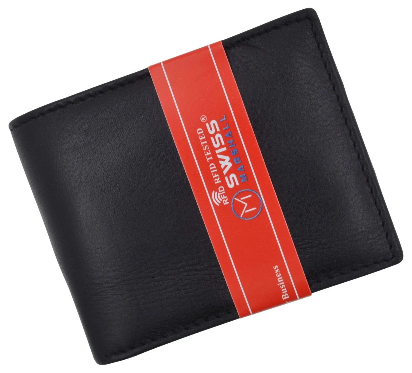 RFID Blocking Premium  Leather Black Men's Multi Card ID Holder Bifold Wallet with Gift Box RFID521852