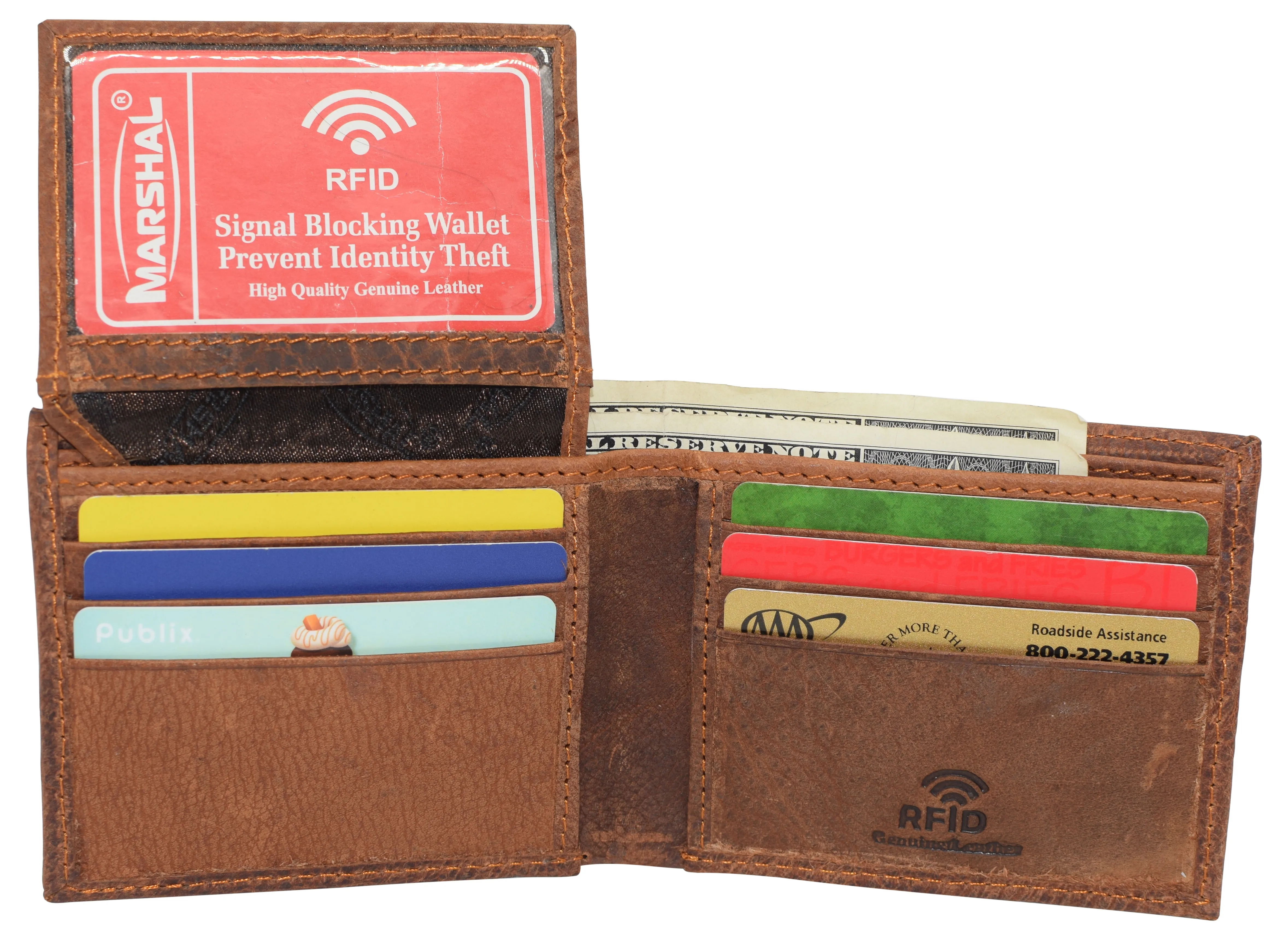 RFID Blocking Real Leather Bifold Classic Logos Wallet for Men RFID43NU