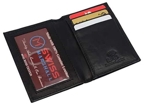 RFID510027 RFID Blocking Slim Card Wallet Bifold Card Case Genuine Leather Front Pocket Wallet Minimalist Credit Card Holder