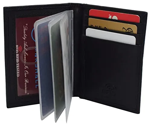 RFID510027 RFID Blocking Slim Card Wallet Bifold Card Case Genuine Leather Front Pocket Wallet Minimalist Credit Card Holder