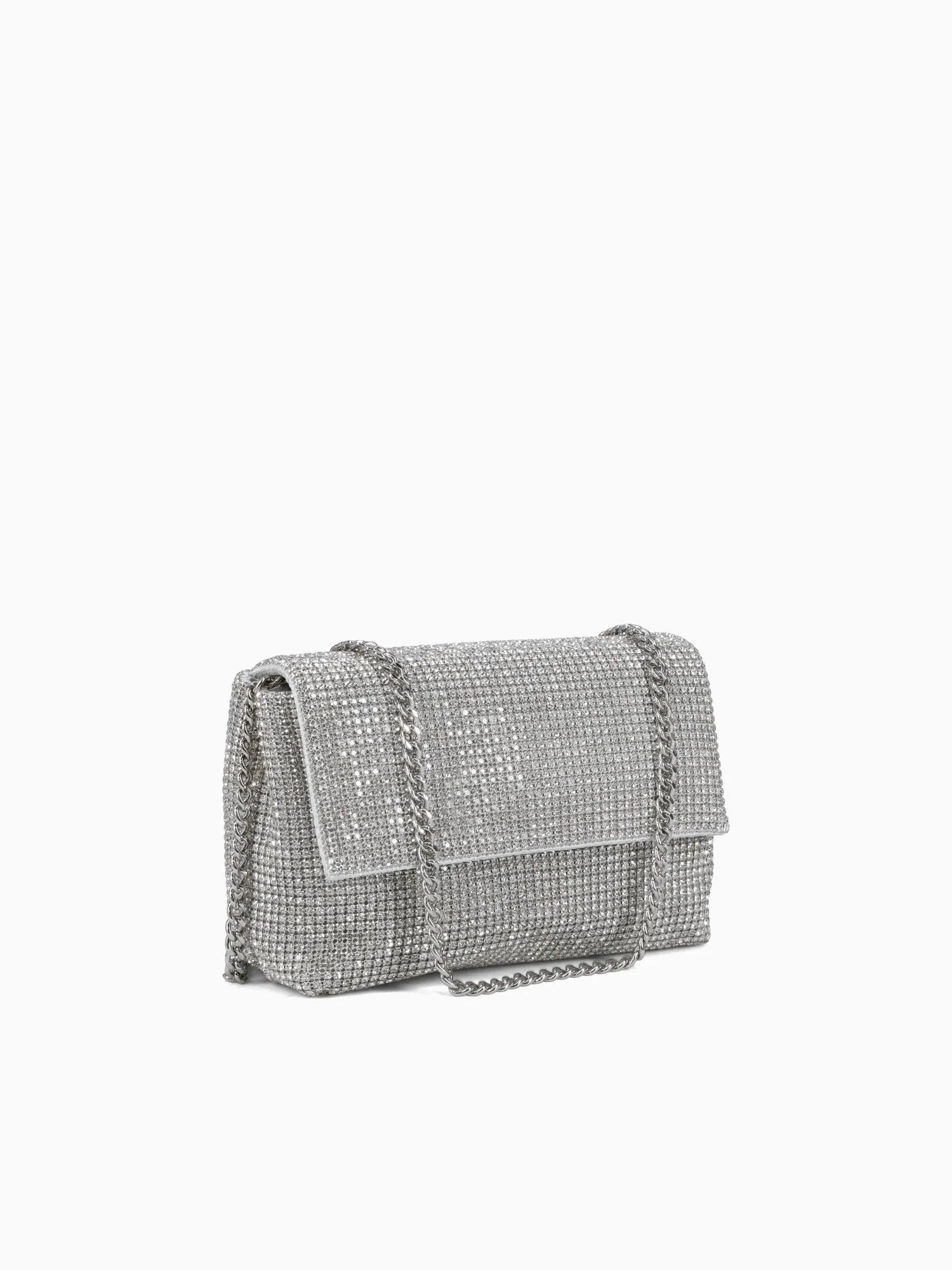 Rhinestone Flap Bag Silver