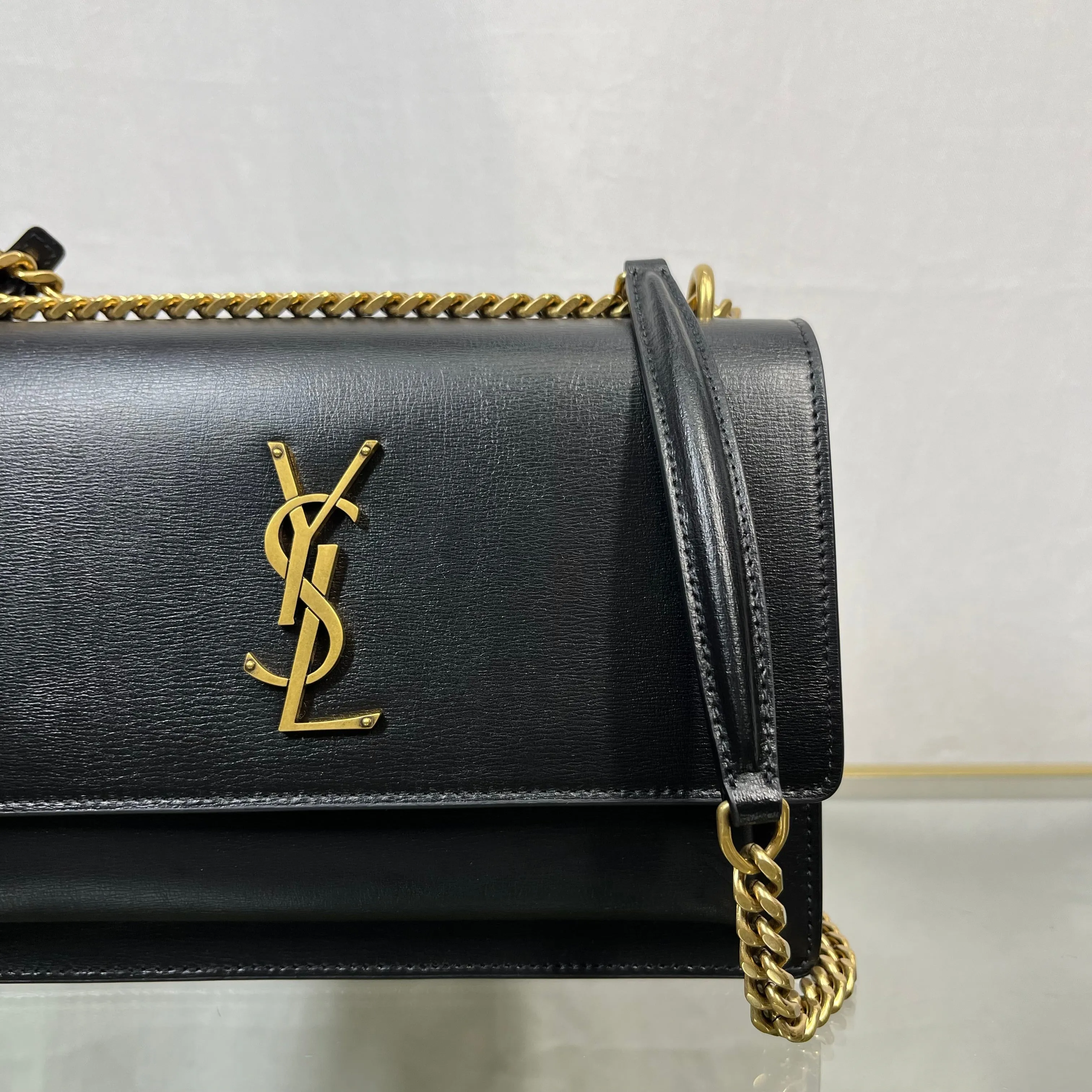 SAINT LAURENT Sunset Medium Black Crossbody