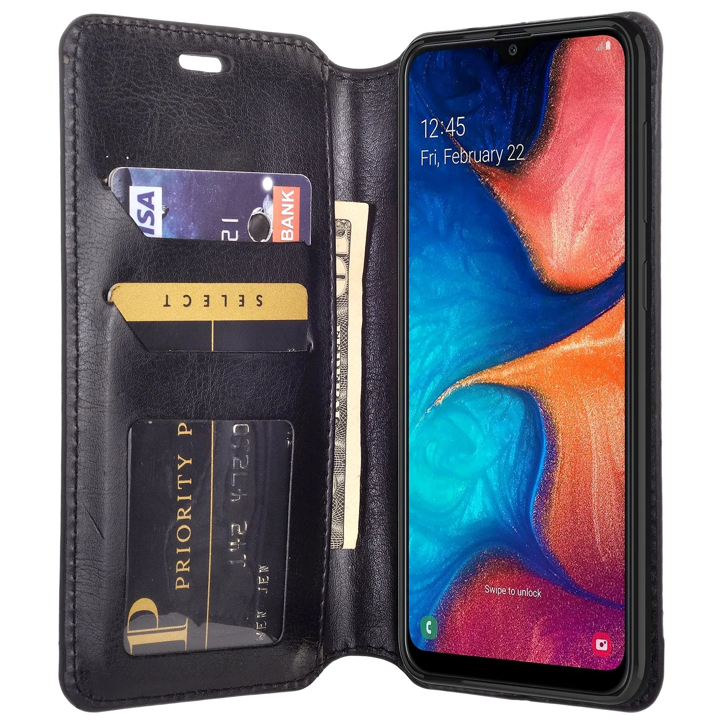 Samsung Galaxy A10e Case, Galaxy A10e Wallet Case, Pu Leather Wallet Case [Kickstand] with ID & Credit Card Slots for Galaxy A10e  - Black