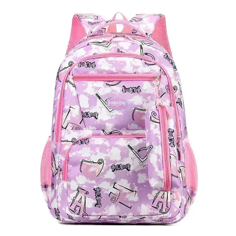 School Bag New Letter Print Backpack With Pencil Case Fashion Sweet Primary  Schoolbag For Girls Boys