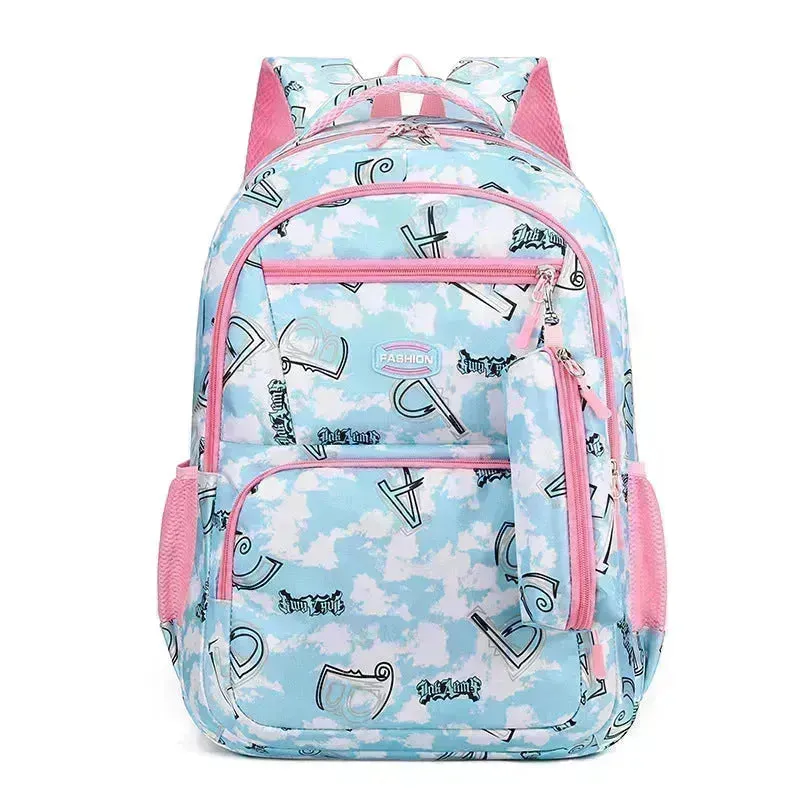 School Bag New Letter Print Backpack With Pencil Case Fashion Sweet Primary  Schoolbag For Girls Boys