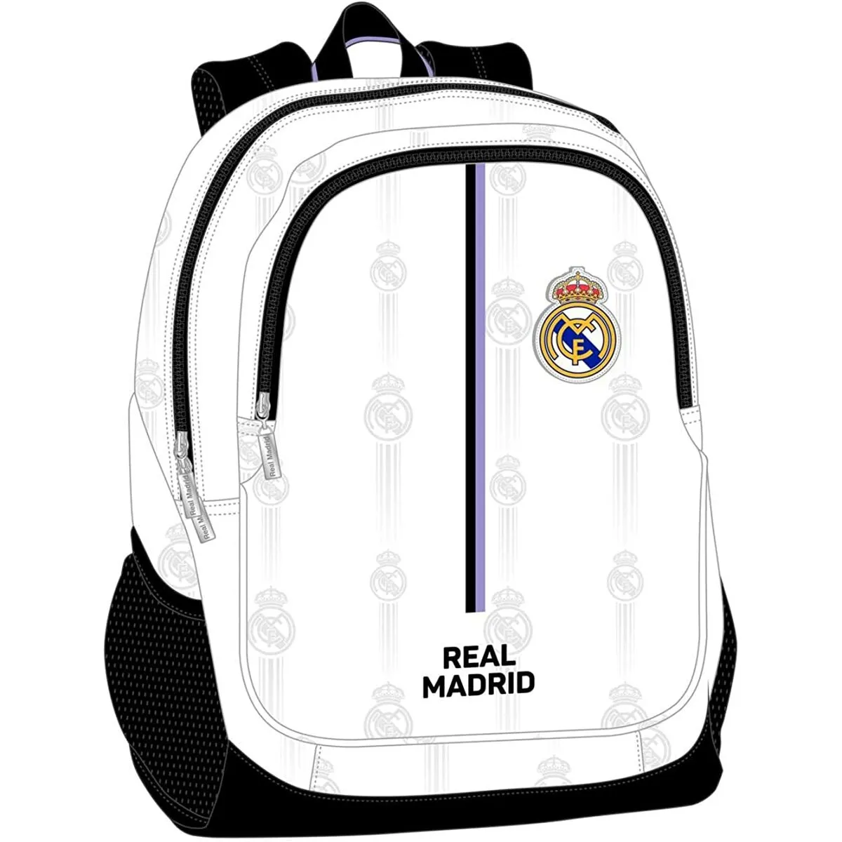 School Bag Real Madrid C.F. Black White (32 x 44 x 16 cm)