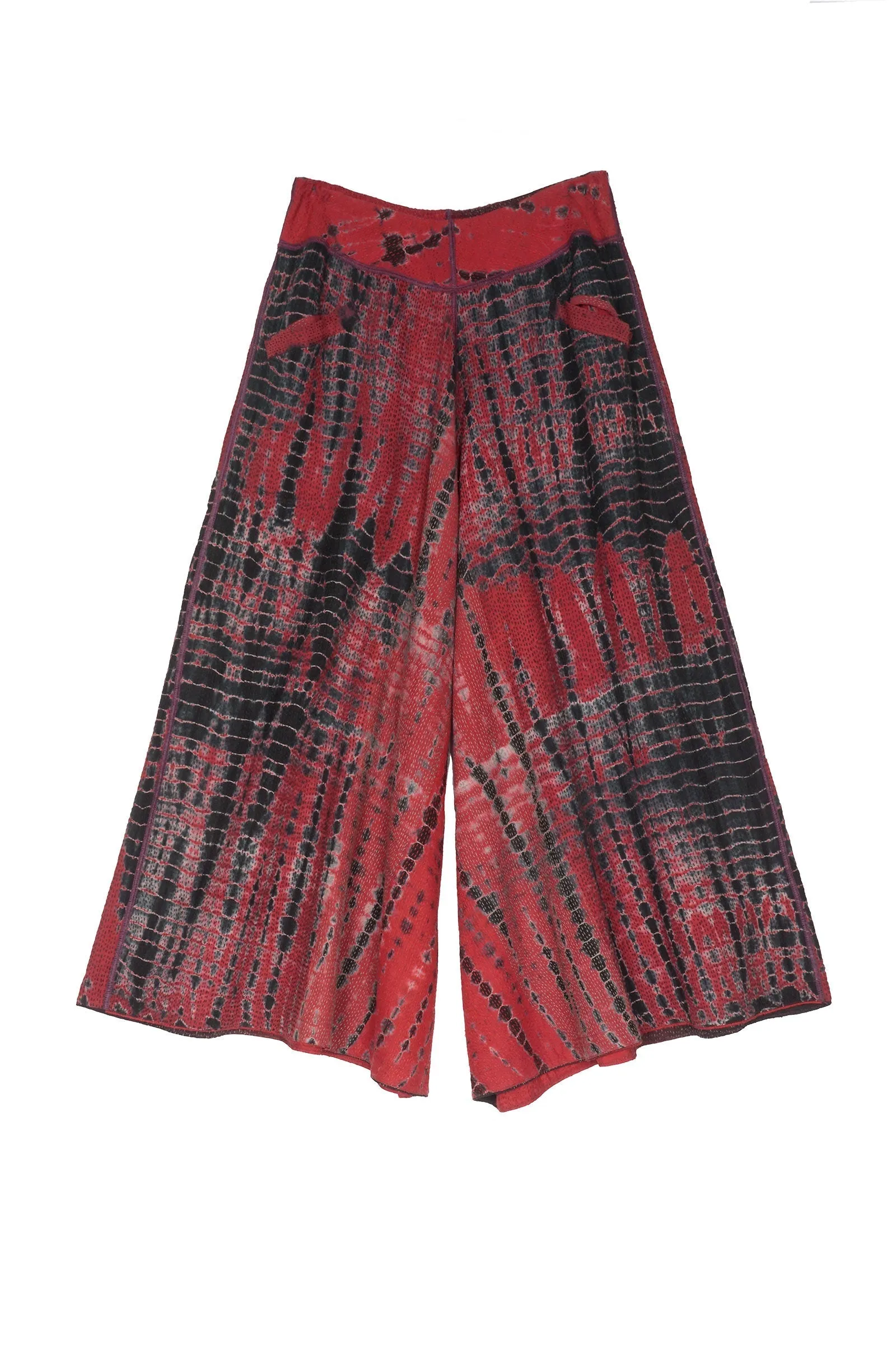 SERPENT PRINT KANTHA WIDE LEG PANTS - sp2623-red -