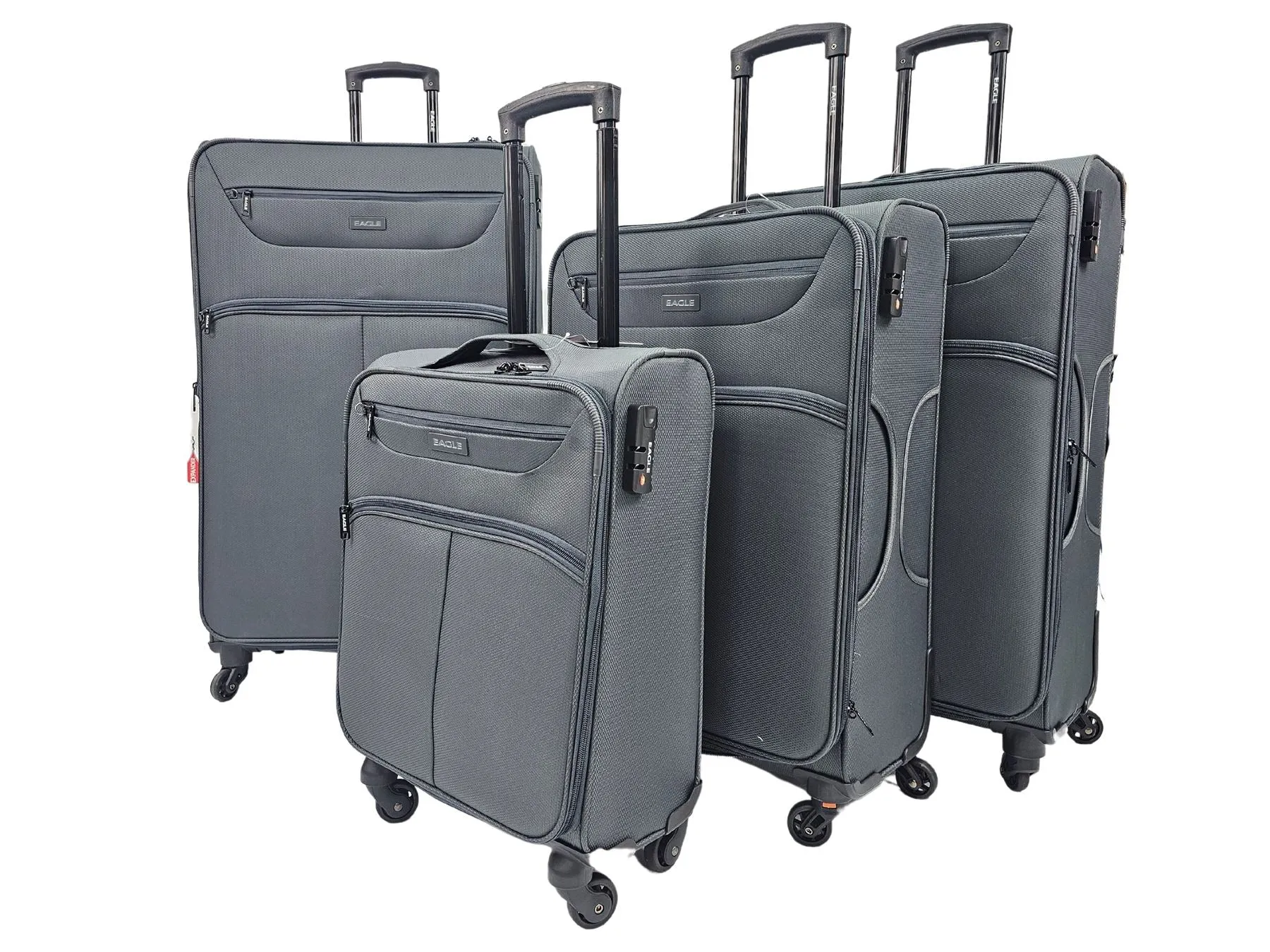 Soft Case Suitcase 4 Wheels Cabin Check In Hand Luggage Trolley Pin Combination Zipped Compartments