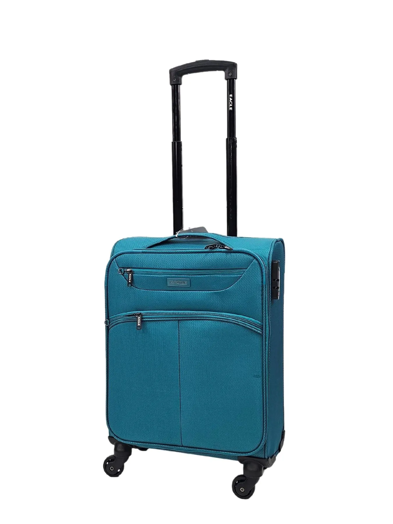 Soft Case Suitcase 4 Wheels Cabin Check In Hand Luggage Trolley Pin Combination Zipped Compartments