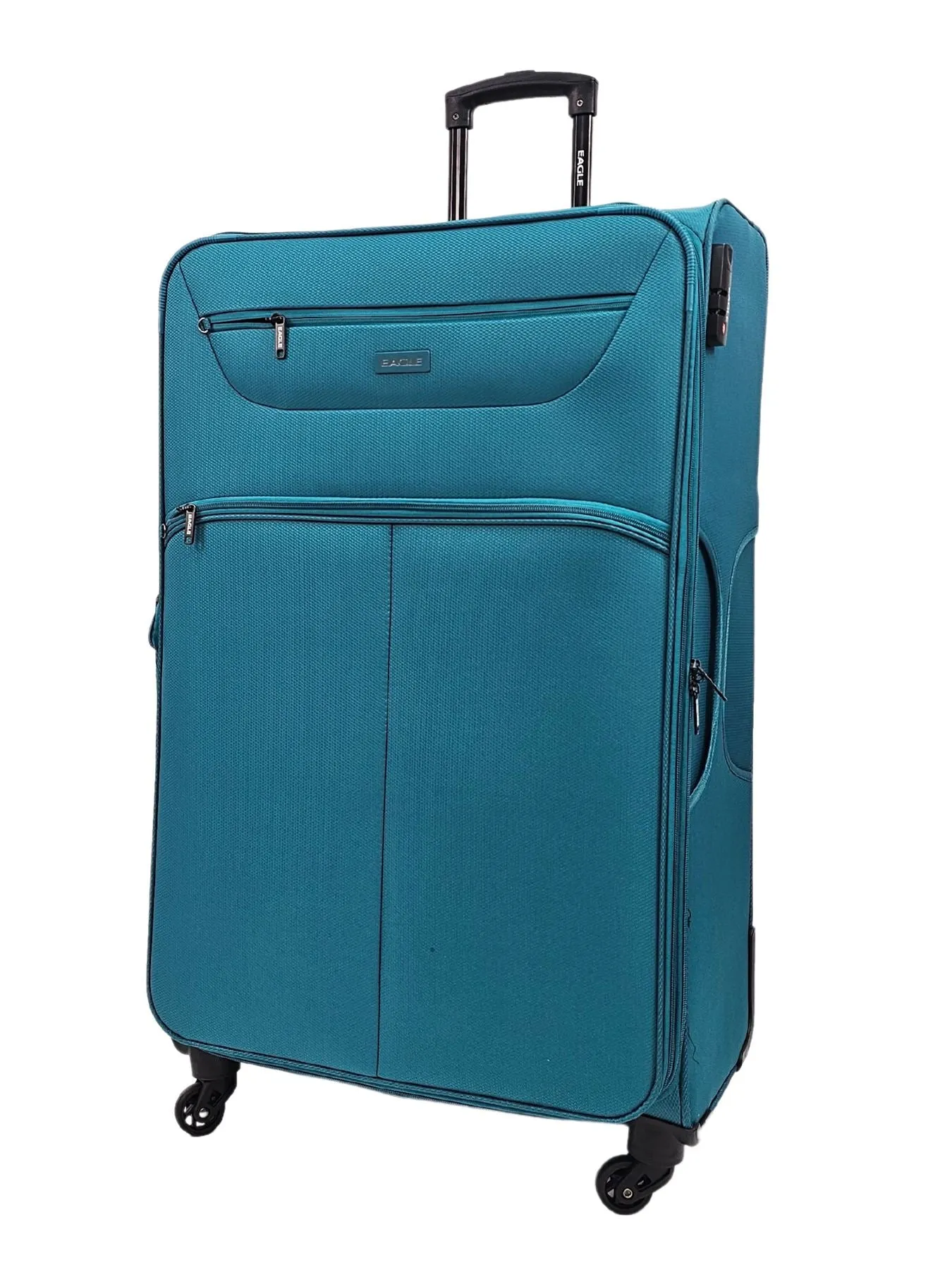 Soft Case Suitcase 4 Wheels Cabin Check In Hand Luggage Trolley Pin Combination Zipped Compartments