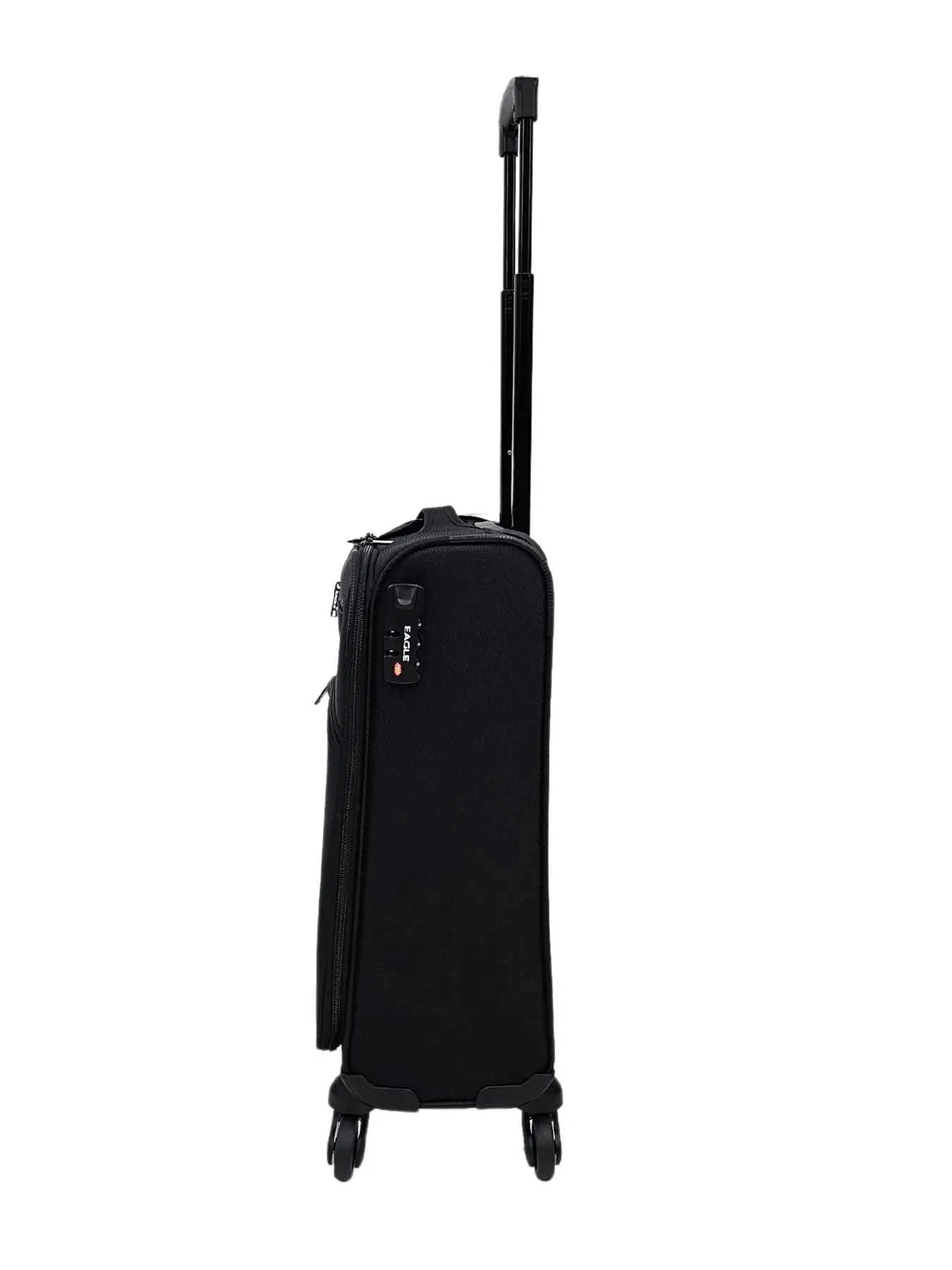 Soft Case Suitcase 4 Wheels Cabin Check In Hand Luggage Trolley Pin Combination Zipped Compartments