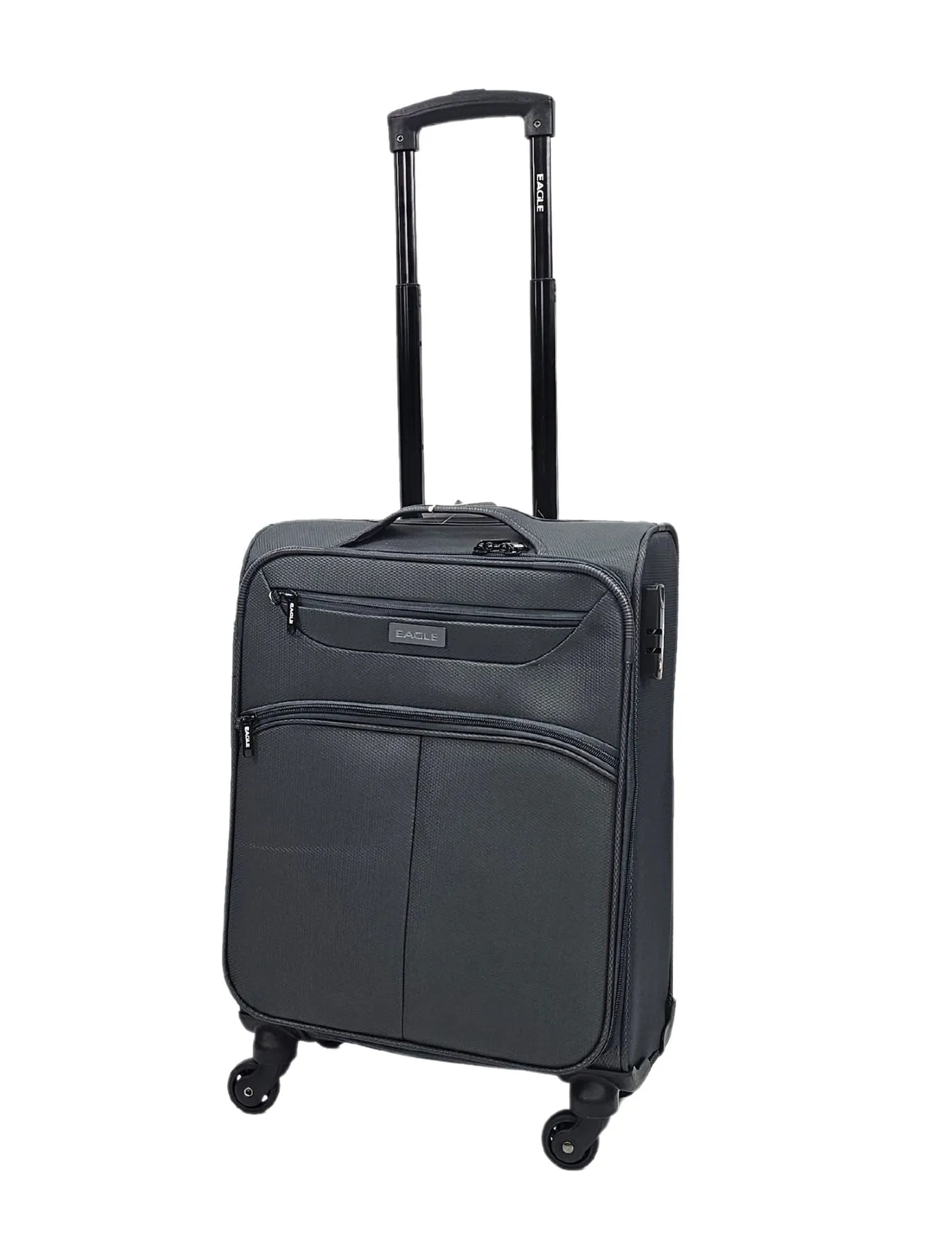 Soft Case Suitcase 4 Wheels Cabin Check In Hand Luggage Trolley Pin Combination Zipped Compartments