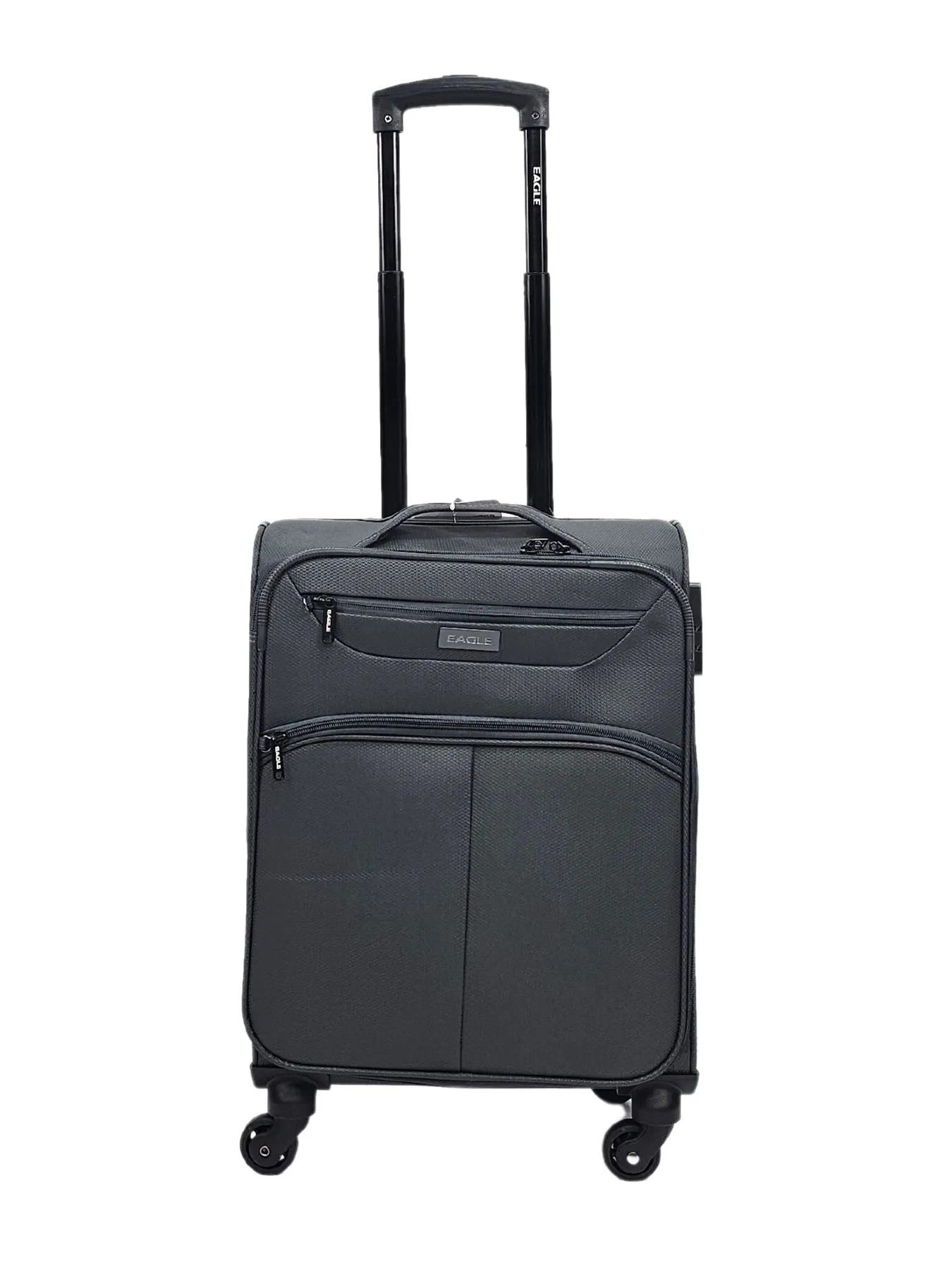 Soft Case Suitcase 4 Wheels Cabin Check In Hand Luggage Trolley Pin Combination Zipped Compartments