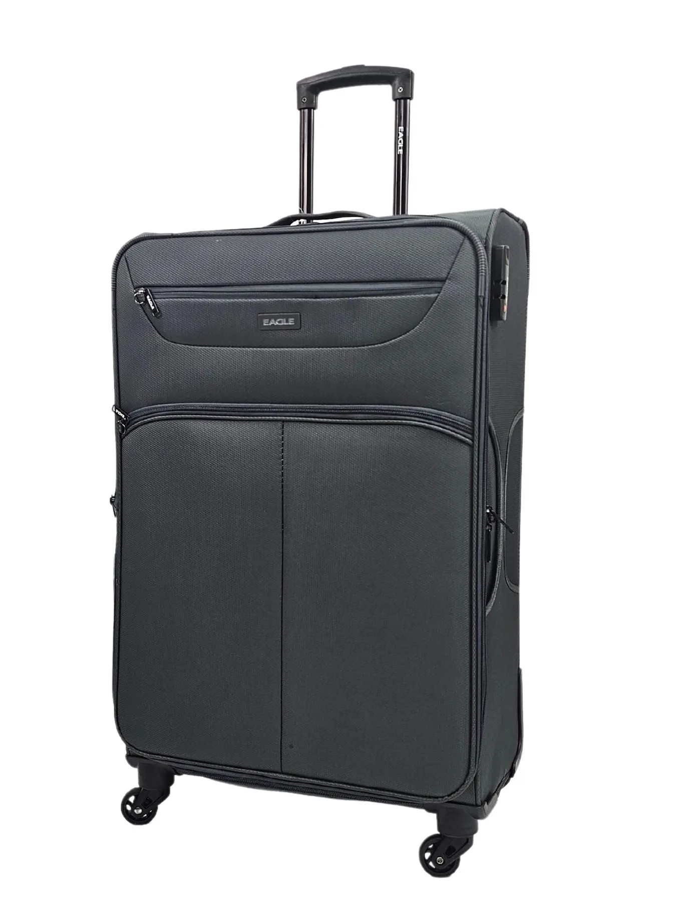 Soft Case Suitcase 4 Wheels Cabin Check In Hand Luggage Trolley Pin Combination Zipped Compartments