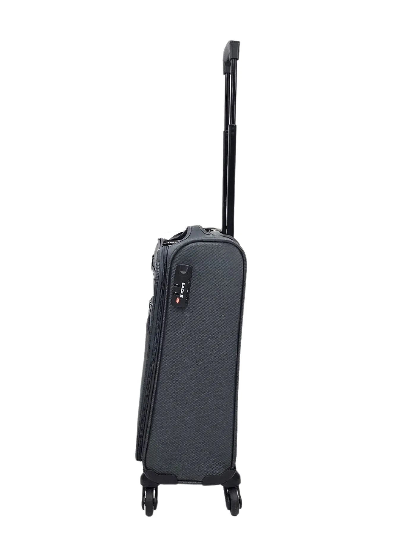 Soft Case Suitcase 4 Wheels Cabin Check In Hand Luggage Trolley Pin Combination Zipped Compartments